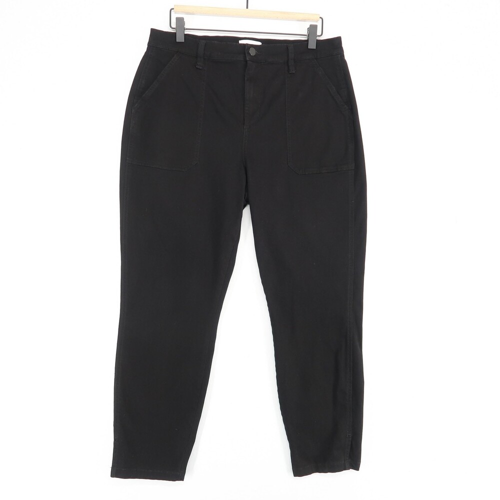 Evereve Pants Womens 32 Black High Rise Slim Fit Utility Stretch Pockets Casual